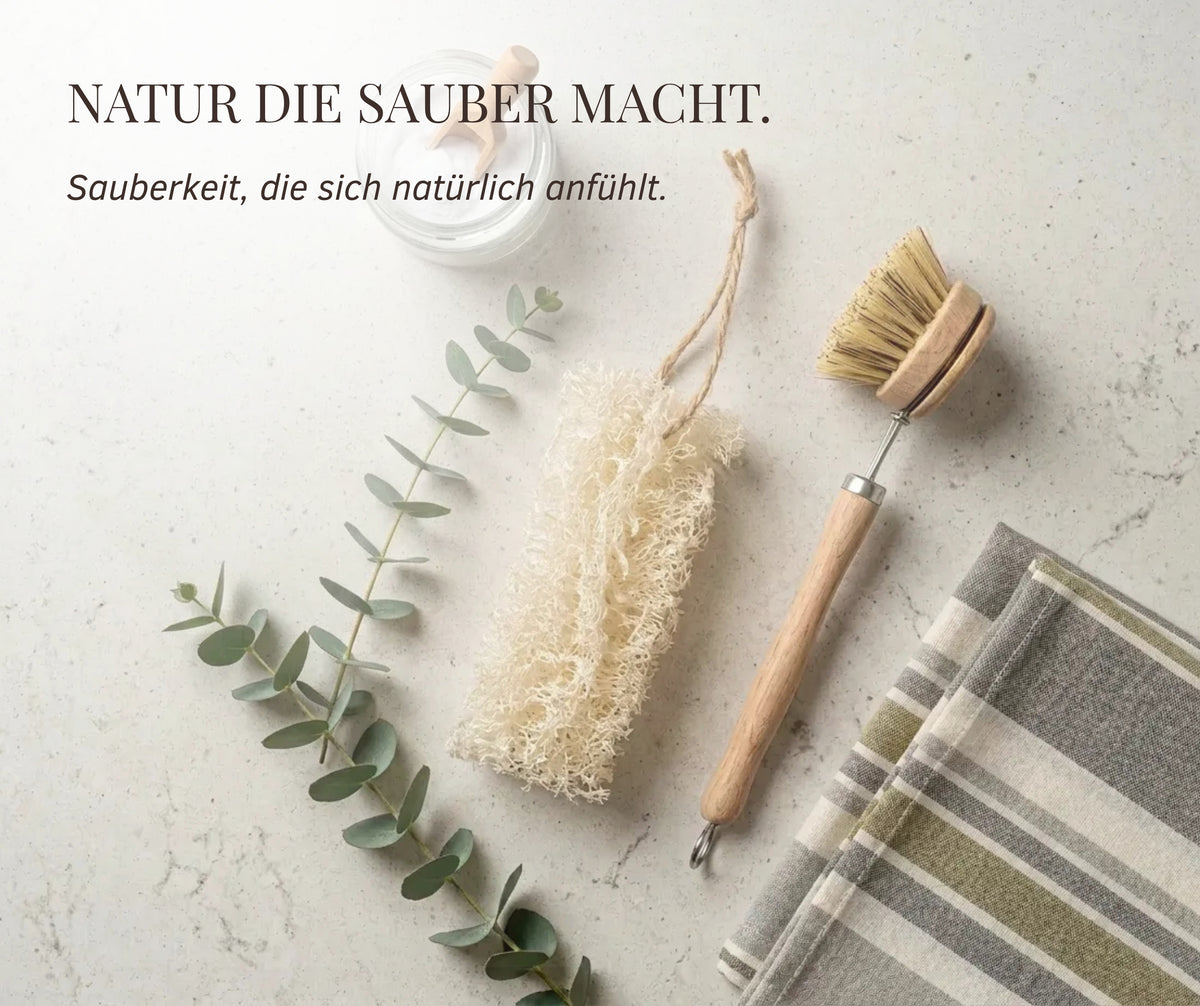 Luffa Spülschwamm, 2 Stk. - natürlicher Küchenschwamm aus Luffa für Geschirrreinigung und natürlichen Glanz
