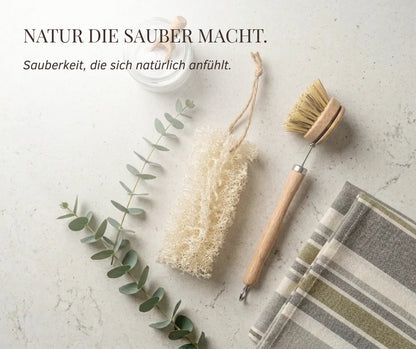 Luffa Spülschwamm, 2 Stk. - natürlicher Küchenschwamm aus Luffa für Geschirrreinigung und natürlichen Glanz