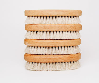 Trockenbürste Buche - Natur Körperbürste für sanfte Trockenmassage mit Ziegenhaar