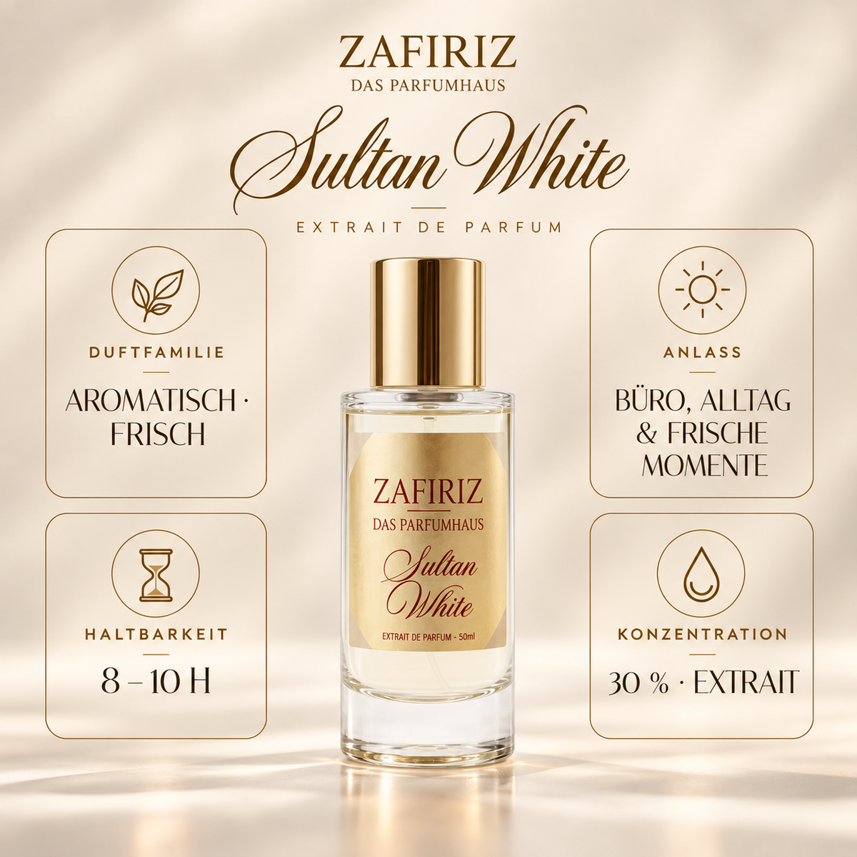 ZAFIRIZ Sultan White – Extrait de Parfum 50 ml