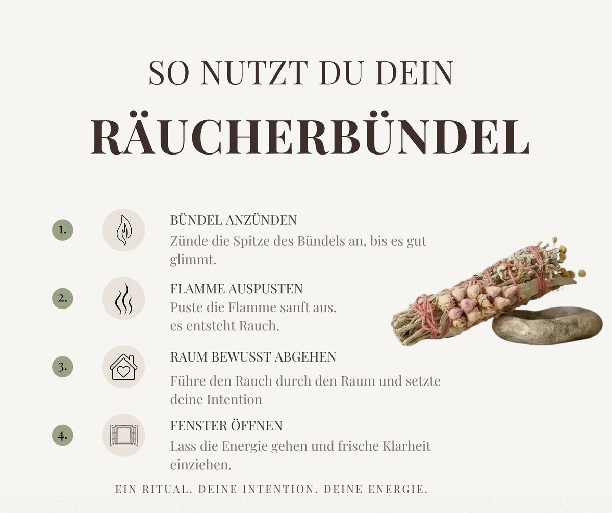 Harmonie Räucherbündel - Salbei, Rosmarin, Eukalyptus, Steppenraute & Rose
