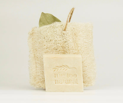 Aleppo Seife 30% Lorbeeröl mit Luffa Seifensäckchen - traditionelle Naturseife & sanftes Peeling Set