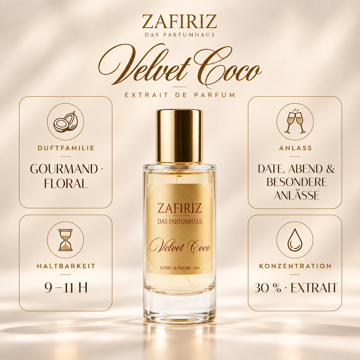 ZAFIRIZ Velvet Coco – Extrait de Parfum 50 ml