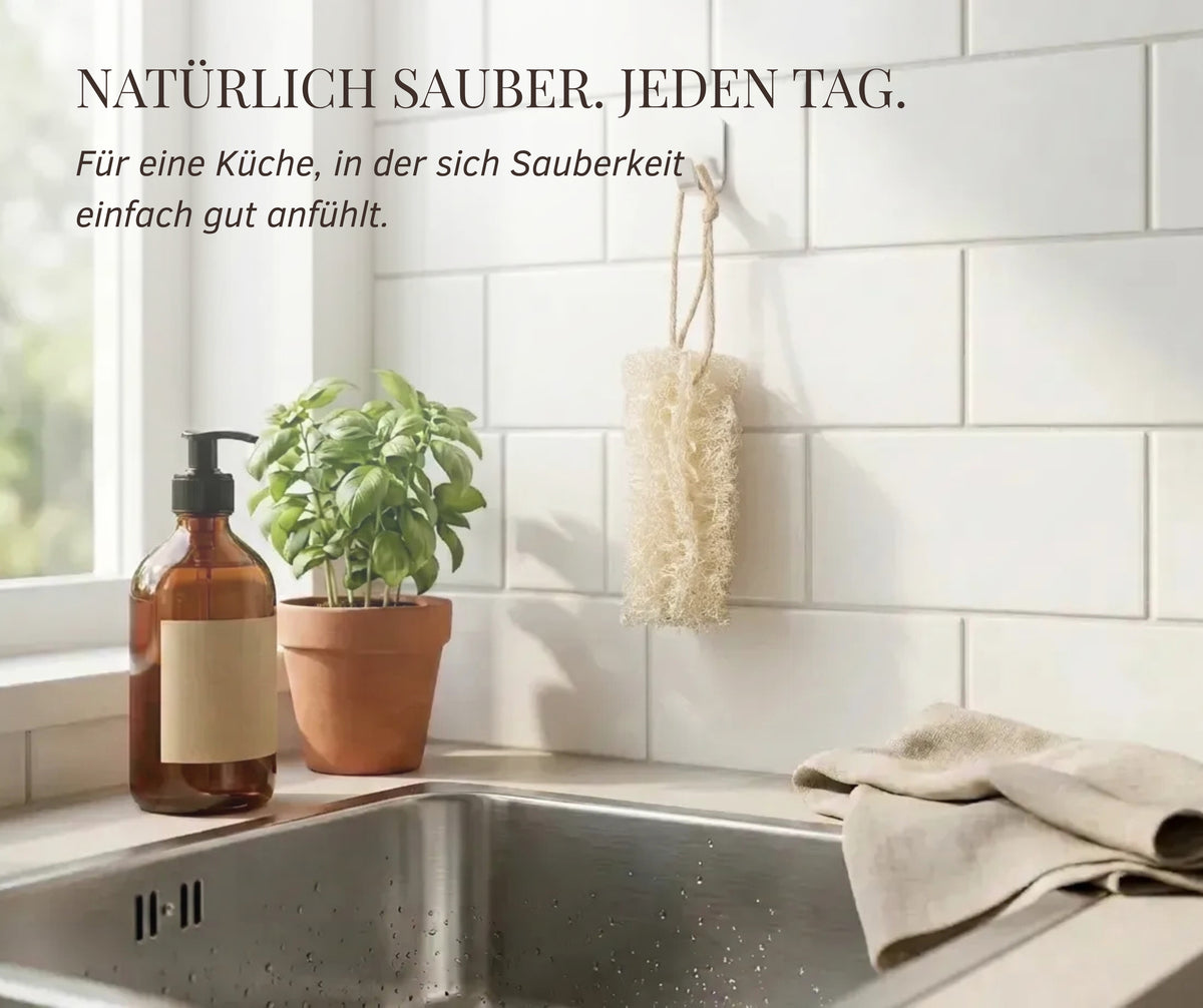 Luffa Spülschwamm, 2 Stk. - natürlicher Küchenschwamm aus Luffa für Geschirrreinigung und natürlichen Glanz