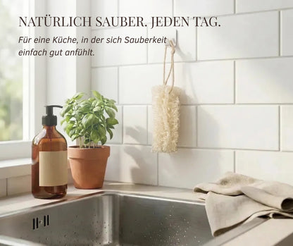 Luffa Spülschwamm, 2 Stk. - natürlicher Küchenschwamm aus Luffa für Geschirrreinigung und natürlichen Glanz