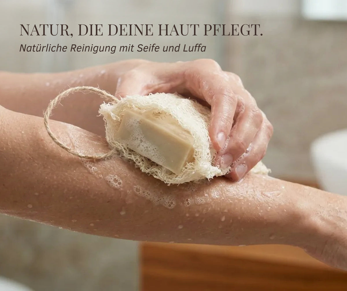 Luffa Seifensäckchen - Natur Seifenbeutel für feste Seife und sanftes Peeling