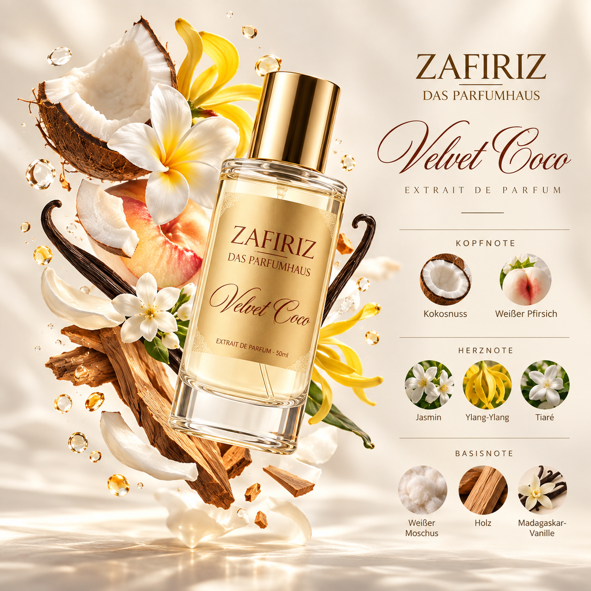 ZAFIRIZ Velvet Coco – Extrait de Parfum 50 ml
